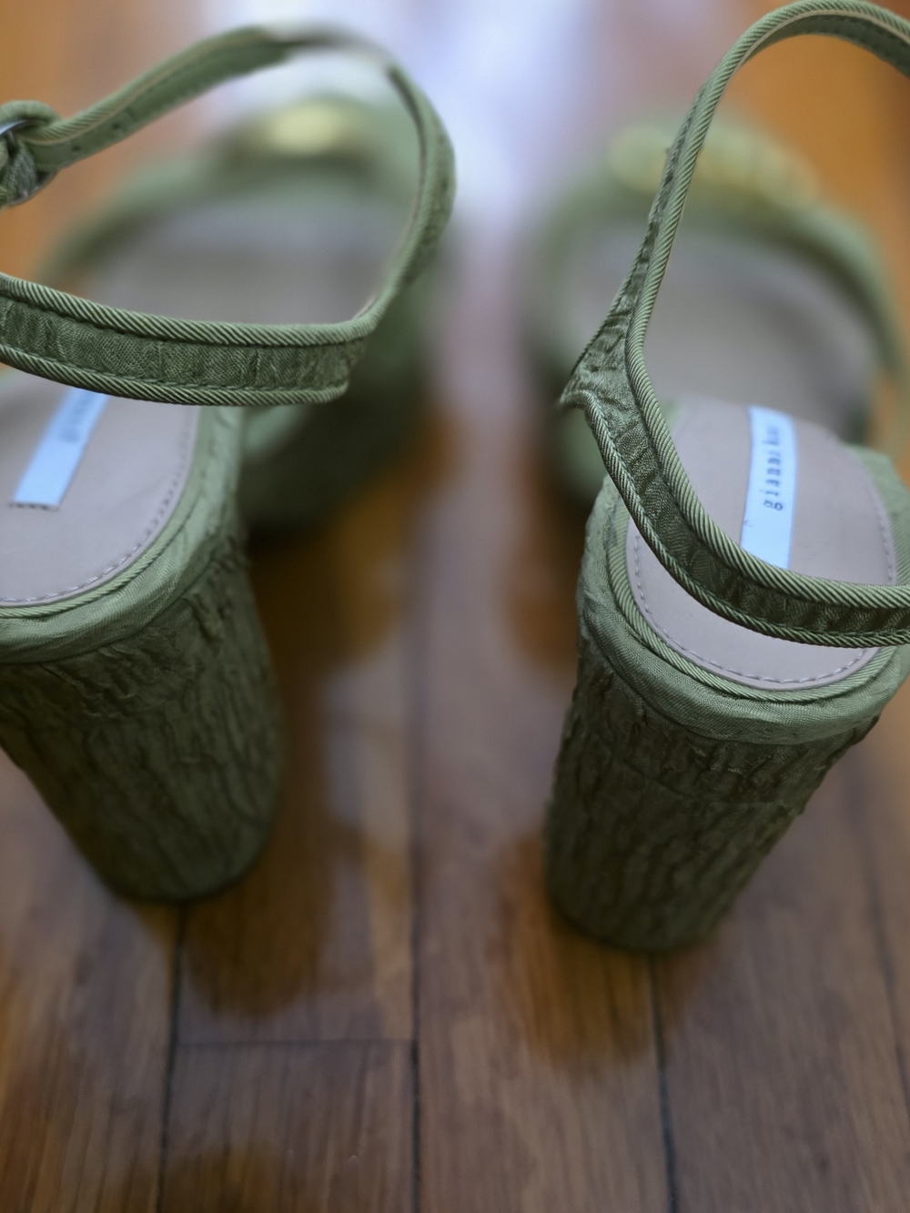 Gianni Bini Olive Green Embellished Ankle-Strap Heels - Picture 5 of 5